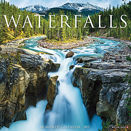 Willow Creek Press Scenic Monthly Wall Calendar, 12" x 12", Waterfalls, January To December 2021