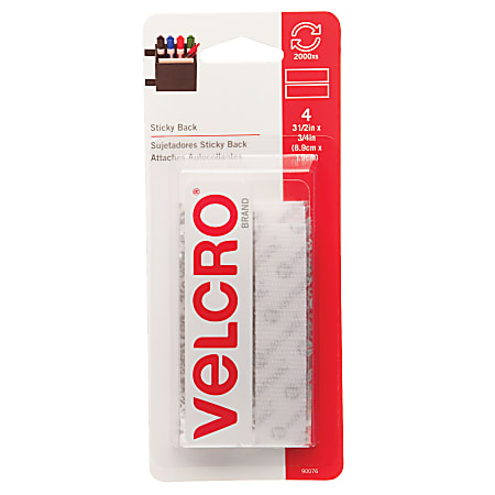 VELCRO Brand Sticky Back Tape 34 x 3 12 White 4 Strips Per Pack Set Of 6  Packs - Office Depot