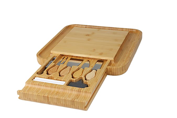 TJ Riley Holiday Décor Square Charcuterie Board Set, 13” x 13” x 2”, Natural, Set Of 11 Pieces