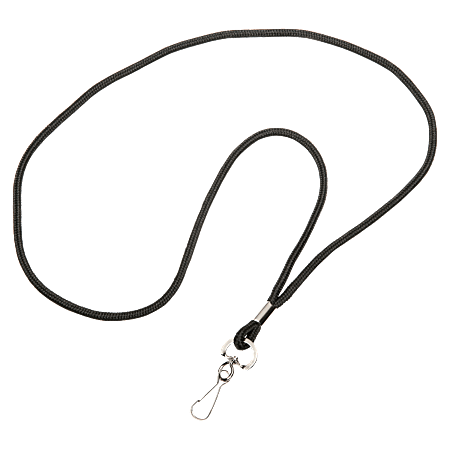 SKILCRAFT® Lanyard With J-Hook, 36", Black, Pack Of 12 (AbilityOne 8455-01-645-2730)