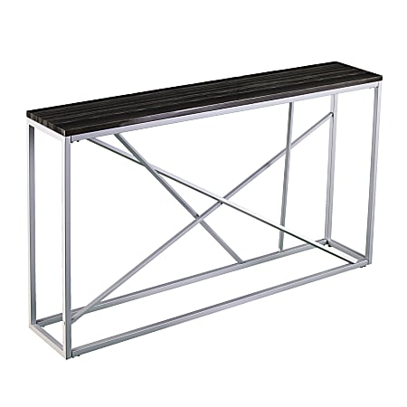 SEI Furniture Arendal Skinny Console Table, 29"H x 52"W x 10"D, Silver/Black