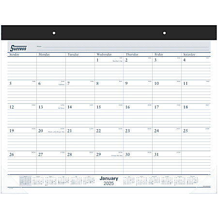 2025 AT-A-GLANCE® Monthly Desk Pad Calendar, 21-3/4" x 17", Black/White, January To December