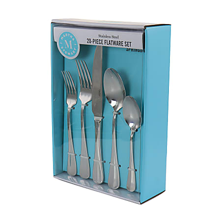 Martha Stewart Springbank Stainless-Steel 20-Piece Flatware Set, Silver