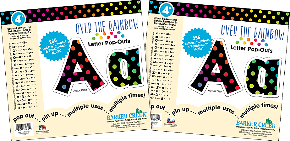 Barker Creek Letter Pop-Outs, 4", Over The Rainbow, Pack Of 510