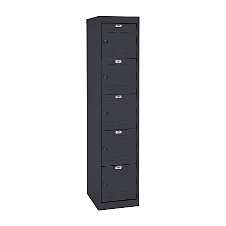 Sandusky® Five Tier Steel Storage Locker, 66"H x 15"W x 18"D, Black