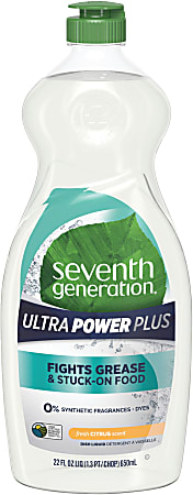 Seventh Generation™ Natural Ultra Power Plus Dishwashing Liquid, Fresh Citrus, 22 Oz, Case Of 12 Bottles
