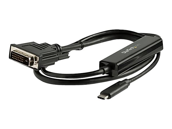 StarTech.com 1m / 3 ft USB-C to DVI Cable - USB 3.1 Type C to DVI - 1920 x 1200 - Black - 3.3 ft. / 1 m USB C to DVI cable and adapter in one - 1920 x 1200 DVI cable - Black 3.3 foot / 1 meter USB C to DVI adapter cable matches your black USBC Ultrabook