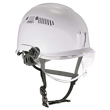 Ergodyne Skullerz® 8975V Anti-Fog Class C Safety Helmet With Visor, Clear Lens, White
