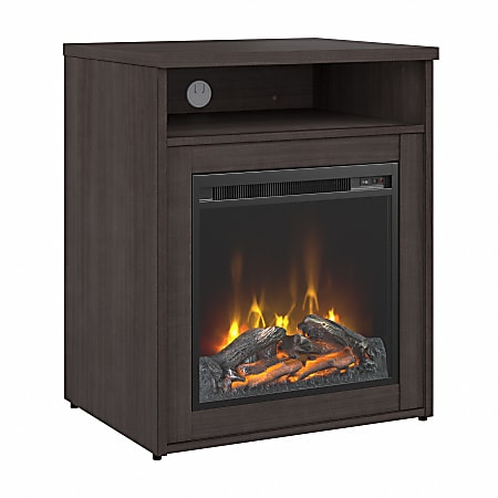 Bush® Business Furniture 400 Series 24"W Electric Fireplace With Shelf, Storm Gray, Standard Delivery