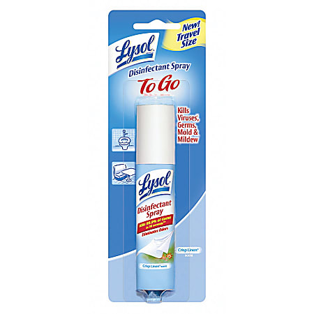 Lysol® Disinfectant Spray To Go, Crisp Linen Scent, 1 Oz., Case Of 12
