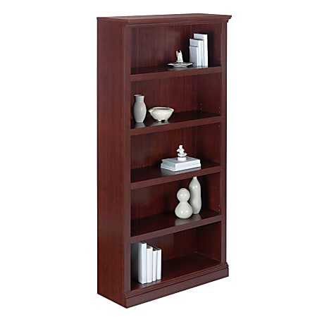 Realspace® Premium Wide Bookcase, 5-Shelf, Classic Cherry