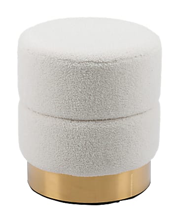 Zuo Modern Eureka Plywood And Stainless Steel Ottoman, Ivory