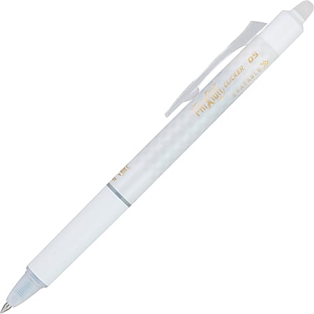 FriXion® Clicker Erasable Gel Pens, Pack Of 12, Extra Fine Point, 0.5 mm, White Barrel, Black Ink