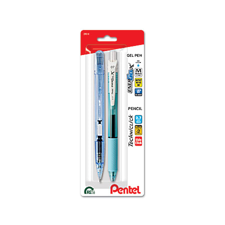 EnerGel-X, Techniclick Pen and Pencil Set, 0.7mm, White/Blue, 2-Pk