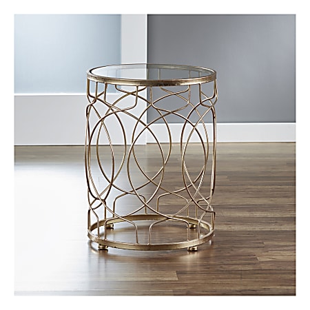 FirsTime & Co.® Loop Side Table, Round, Clear/Antique Gold