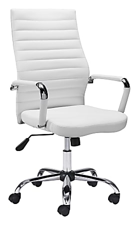 Zuo Modern Primero Office Chair White, Faux Leather Desk Chair White