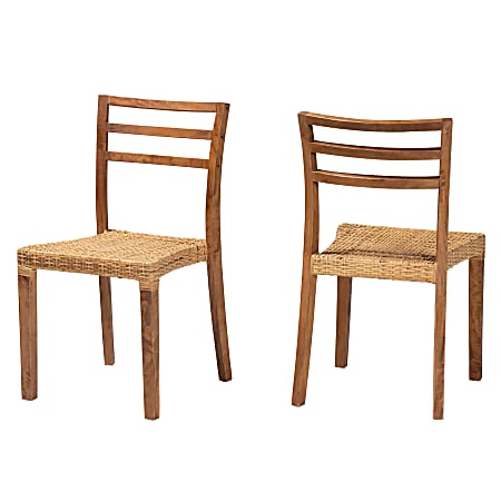 bali & pari Arthur Mid-Century Modern Dining Chairs, Walnut Brown/Natural Brown, Set Of 2 Chairs