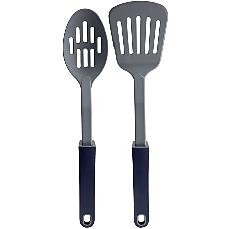 Oster Bluemarine 2-Piece Slotted Turner And Spoon Utensil Set, Navy Blue