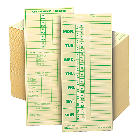 TOPS® Time Cards (Replaces Original Card 331-10), Named