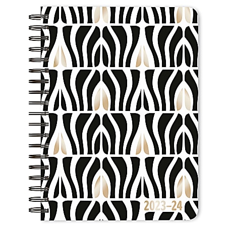 2023-2024 Plato Weekly/Monthly 18-Month Desk Planner, 6" x 7-3/4", Ebony & Ivory, July to December