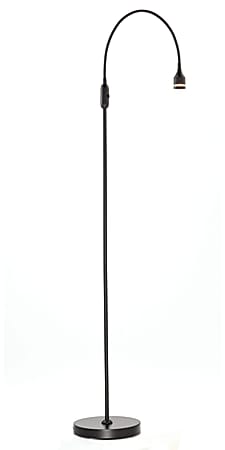 Adesso® Prospect LED Gooseneck Floor Lamp, 56”H, Black Shade, Black Base