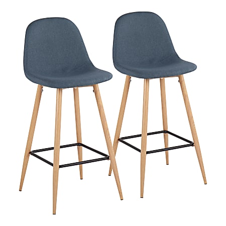 LumiSource Pebble Bar Stools, Blue/Natural, Set Of 2 Stools