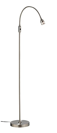 Adesso® Prospect LED Gooseneck Floor Lamp, 56”H, Satin Shade, Satin Base