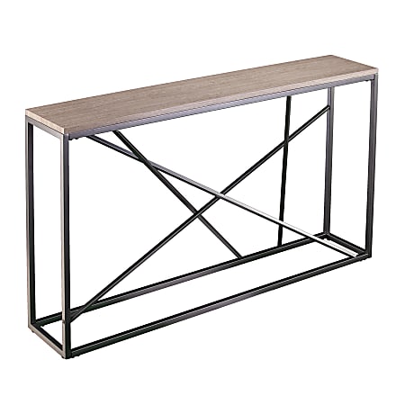 SEI Furniture Arendal Skinny Console Table, 29"H x 52"W x 10"D, Gunmetal Gray/Tan