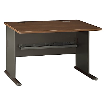 Bush Business Furniture Office Advantage Desk 48"W, Sienna Walnut/Bronze, Standard Delivery