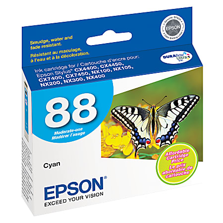 Epson® 88, (T088220) DuraBrite® Ultra Cyan Ink Cartridge