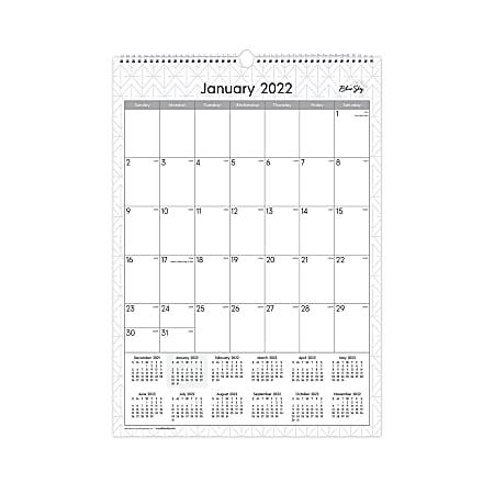 Blue Sky™ Enterprise Monthly Safety Wirebound Wall Calendar, 12" x 17", Multicolor, January To December 2022, 117373