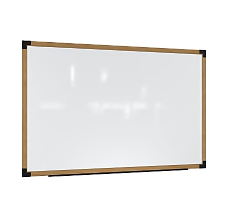 Ghent Prest Magnetic Dry-Erase Whiteboard, Porcelain, 50-1/4” x 62-1/4”, White, Natural Wood Frame