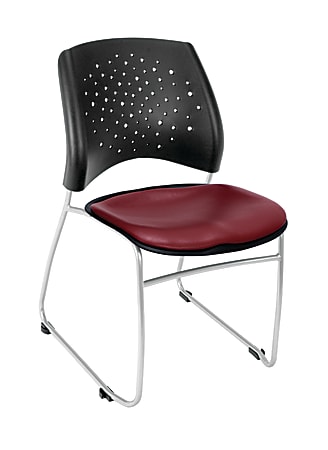 OFM Stars Series Stack Chair, Vinyl, 22"D, Burgundy/Gray, Set Of 4