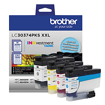 Brother® LC3037 Genuine Black; Cyan; Magenta; Yellow High-Yield Multi-Pack Ink, Pack Of 4 Cartridges, LC30374PKS