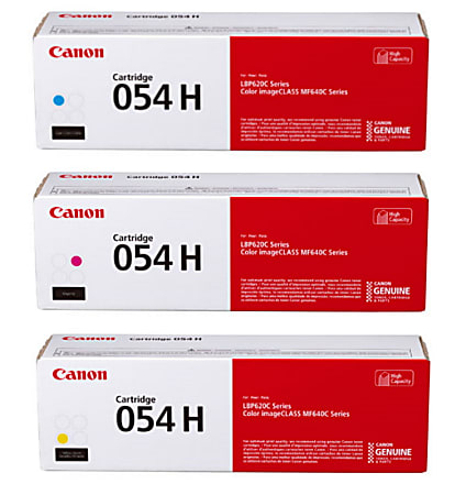 Canon® 054H Cyan; Magenta; Yellow High Yield Toner Cartridges Combo, Pack Of 3, 3027C001,3026C001,3025C001
