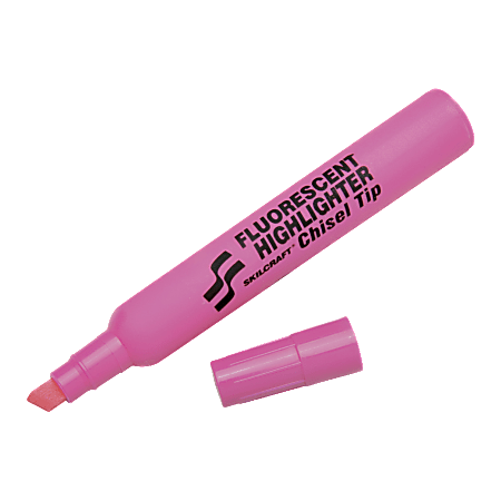 SKILCRAFT® Thick-N-Thin Jumbo Fluorescent Highlighters, Pink, Box Of 12 (AbilityOne 7520-00-460-7598)
