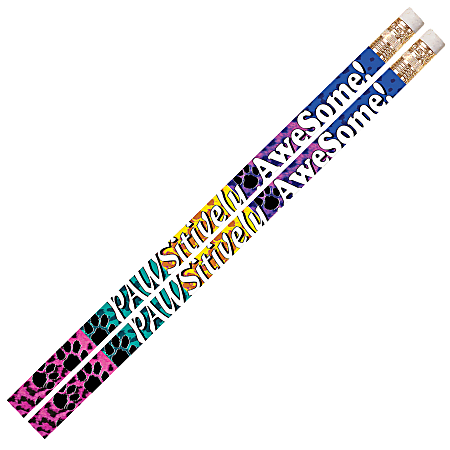 Musgrave Pencil Co. Motivational Pencils, 2.11 mm, #2 Lead, Pawsitively Awesome, Multicolor, Pack Of 144