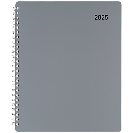 2025 Office Depot Weekly/Monthly Appointment Book Planner, 7" x 9", Silver, January To December 2025, OD710930