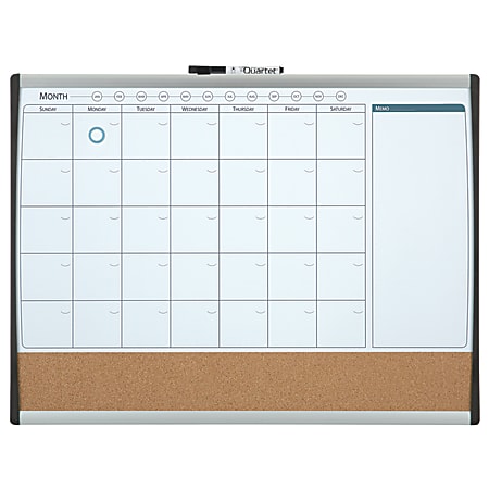 Quartet Calendar Magnetic Dry Erase Whiteboard 17 x 23 BlackSilver