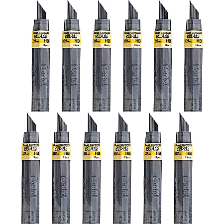 Pentel Super Hi-Polymer Leads - 0.9 mm , Bold Point - HB - Black Lead - 15 / Tube - 12 / Box