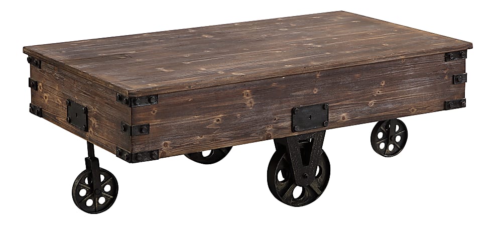 FirsTime & Co. Factory Cart Coffee Table, 18"H x 29-1/2"W x 47-1/4"D, Espresso