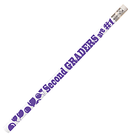 Musgrave Pencil Co. Motivational Pencils, 2.11 mm, #2 Lead, 2nd Graders Are #1, Purple/White, Pack Of 144