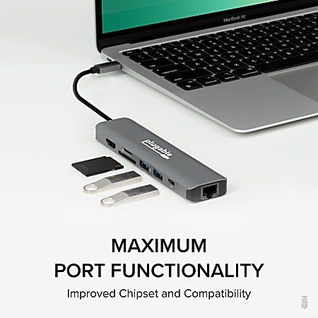 Plugable USB Hub with Ethernet, 3 Port USB 3.0 Bus Powered Hub with Gigabit  Ethernet Compatible with Windows, MacBook, Linux, Chrome OS, Includes USB