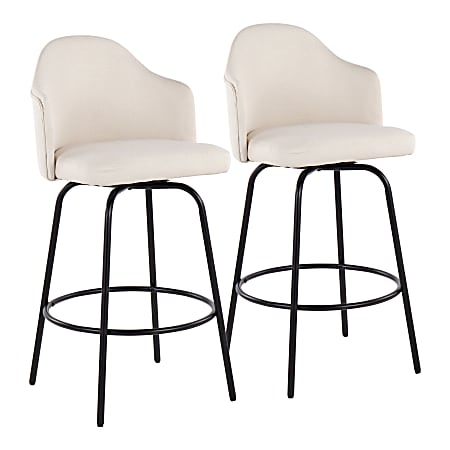 LumiSource Ahoy Fixed-Height Counter Stools, Cream/Black, Set Of 2 Stools