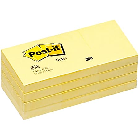 Post-it® Notes Original Notepads, 1 3/8" x 1 7/8" ,12 Pads, 100 Sheets per Pad - 653YWBD