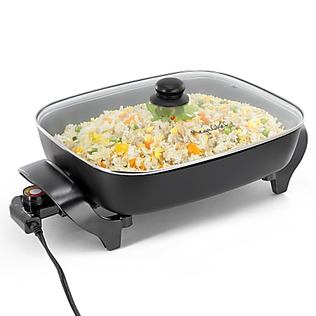 MegaChef Electric Fry Pan With Non-Stick Coating, 3-3/8”H x 12-3/8”W x 15”D