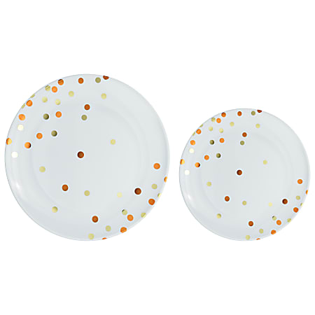 Amscan Round Hot-Stamped Plastic Plates, Orange Peel, Pack Of 20 Plates