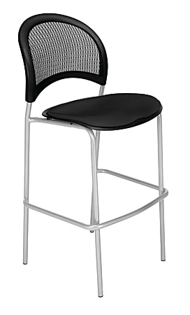 OFM Moon Café-Height Fabric Chairs, 45 1/4"H x 21 1/2"W x 23 1/2"D, Slate Black/Silver, Set Of 2