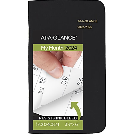 2024-2025 AT-A-GLANCE® 2-Year Monthly Planner, 3-1/2" x 6", Black, January 2024 To December 2025, 7002405