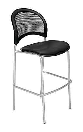 OFM Moon Café-Height Fabric Chairs, 45 1/4"H x 21 1/2"W x 23 1/2"D, Black/Silver, Set Of 2